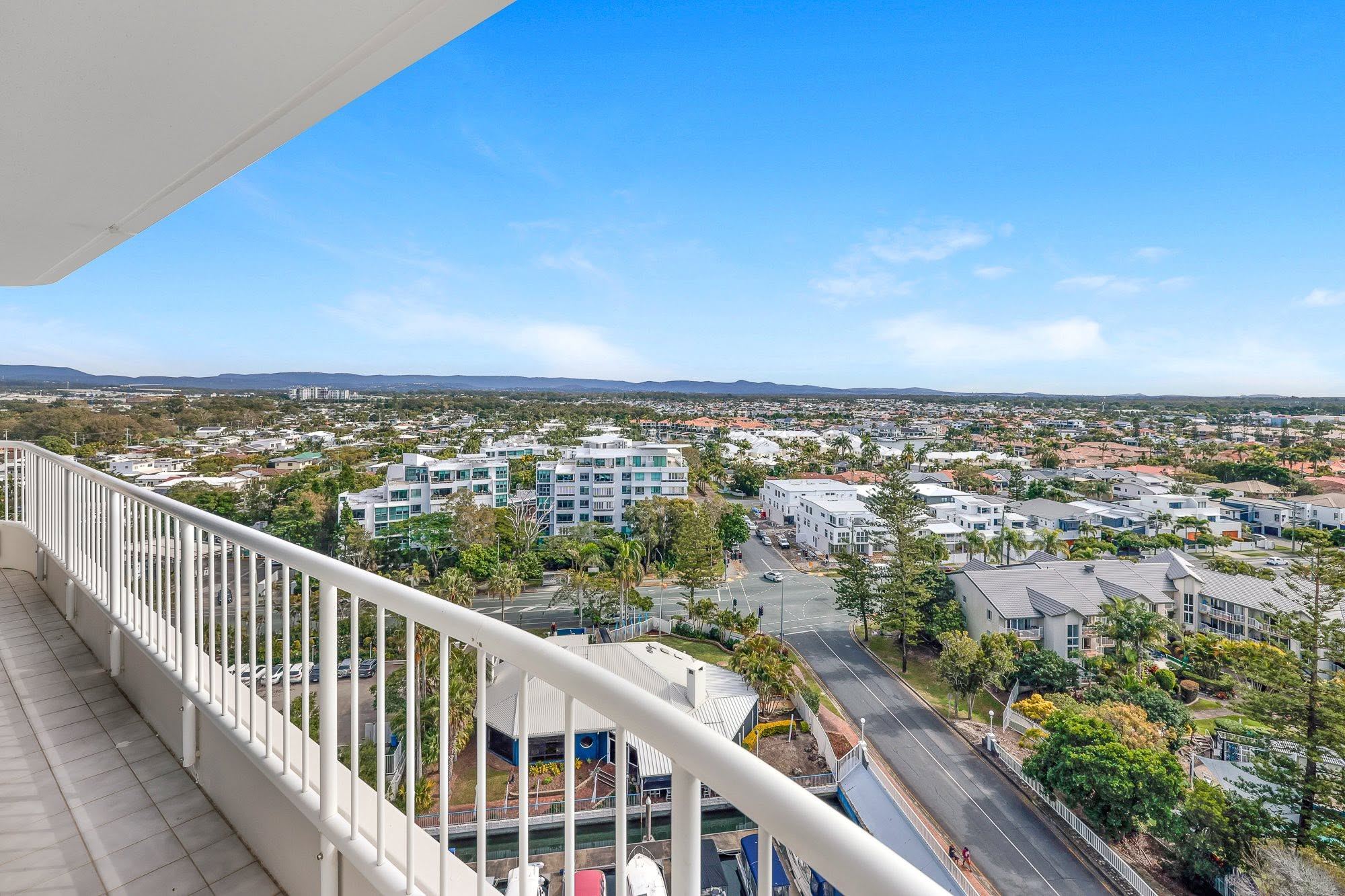 Balcony view west over Runaway Bay to the hinterland
