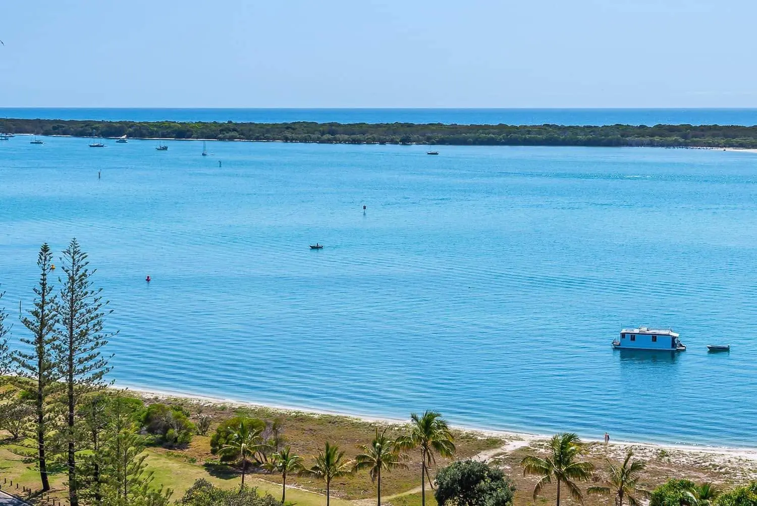View from Leeward Tower across the Broadwater to South Stradbroke Island
